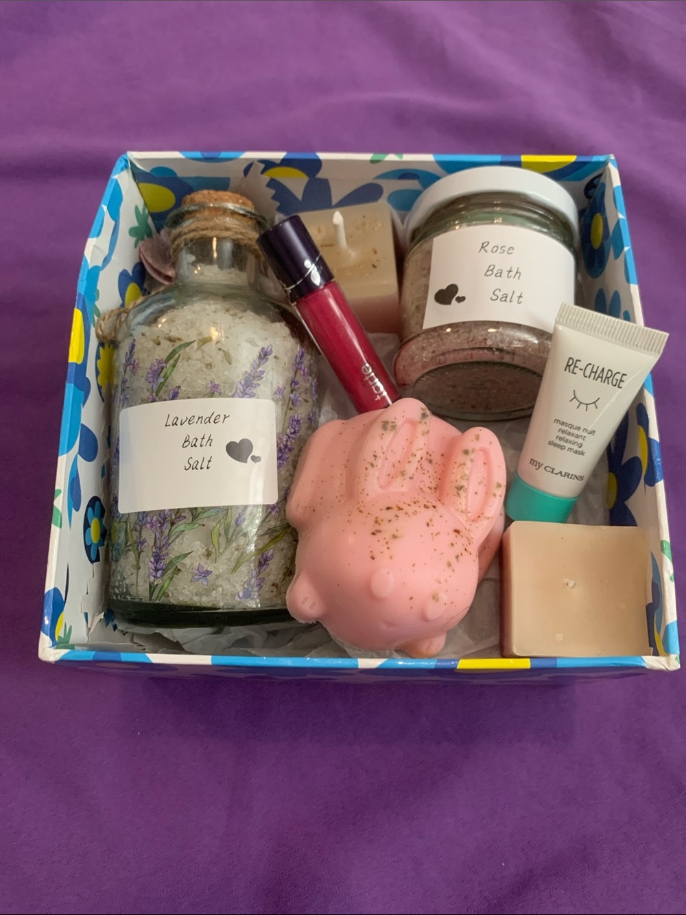 Rose🌹Pink Bunny Soap & Lavender Bath Salt Gift Box